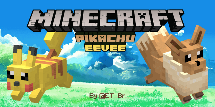 Pikachu and Eevee Minecraft addon